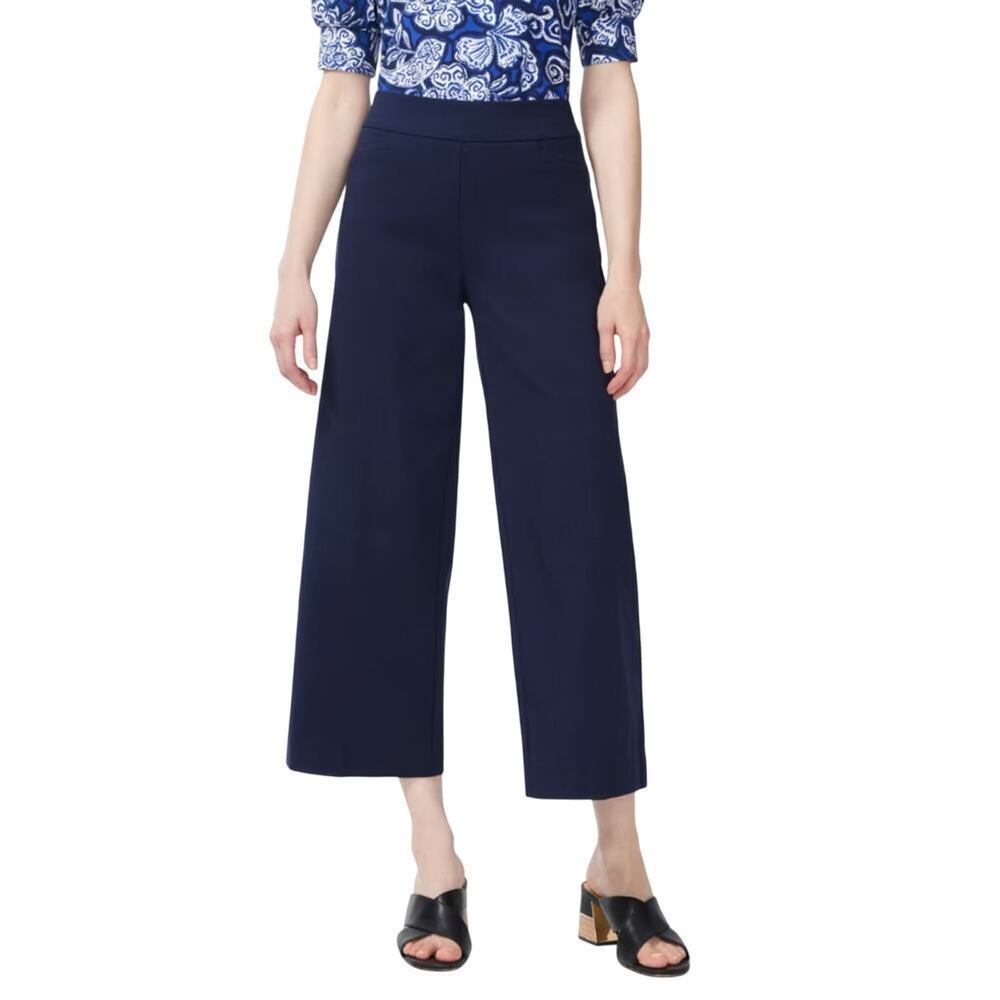 St. John Navy Santana Knit‎ Wide Leg Ankle Pants 10